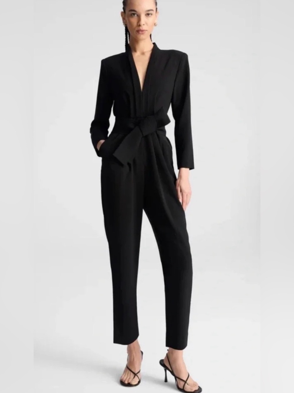 NWT A.L.C. Kieran Long Sleeve Belted Jumpsuit in Black - Size 8